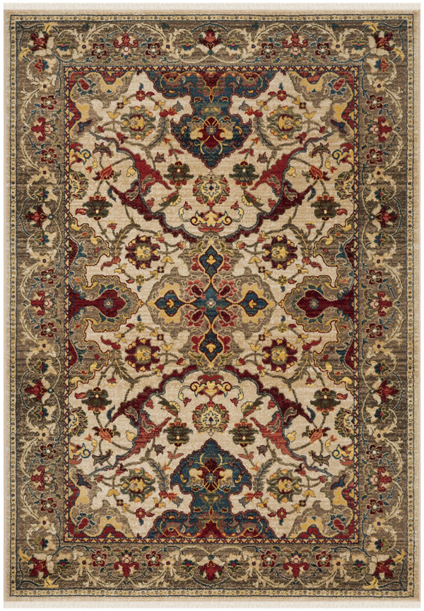 Safavieh Kashan Timeless Ivory Taupe Square Rug — Low-Profile, Power-Loomed Floral Design, Stain-Resistant Durability 3'-3" x 3'-3" KSN307A-3SQ
