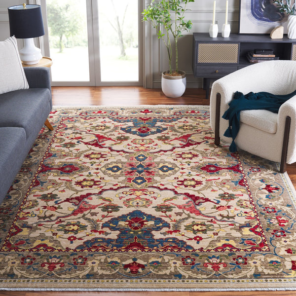 Safavieh Kashan Ivory Taupe Runner Rug — Power‑Loomed In Turkey, Low‑Profile 3/8" Pile, Durable & Stain‑Resistant 2'-6" x 16'-0" KSN307A-216