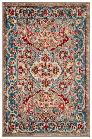 Safavieh Kashan Traditional Taupe & Blue Runner 2'6" X 16' — Power-Loomed Turkey, Low-Profile Durable Pile KSN307E-216