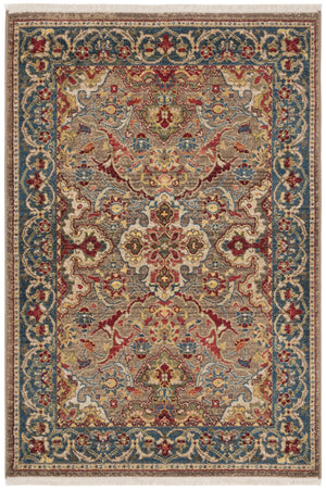 Safavieh Kashan Traditional Taupe & Blue Runner 2'6" X 16' — Power-Loomed Turkey, Low-Profile Durable Pile KSN307E-216