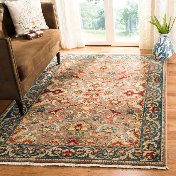 Safavieh Kashan Traditional Elegance Runner Rug – Luxurious Floral Patterns For Stylish Hallways And Spaces Taupe ,Blue Polypropylene Pile Ksn307e-214