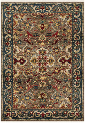 Safavieh Kashan Traditional Taupe & Blue Runner 2'6" X 16' — Power-Loomed Turkey, Low-Profile Durable Pile KSN307E-216