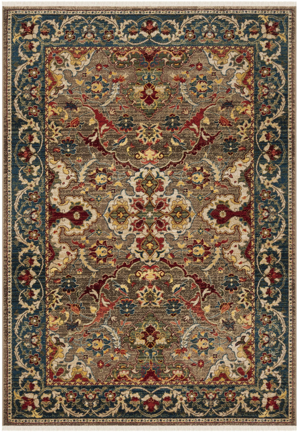 Safavieh Kashan Traditional Taupe & Blue Runner 2'6" X 16' — Power-Loomed Turkey, Low-Profile Durable Pile KSN307E-216