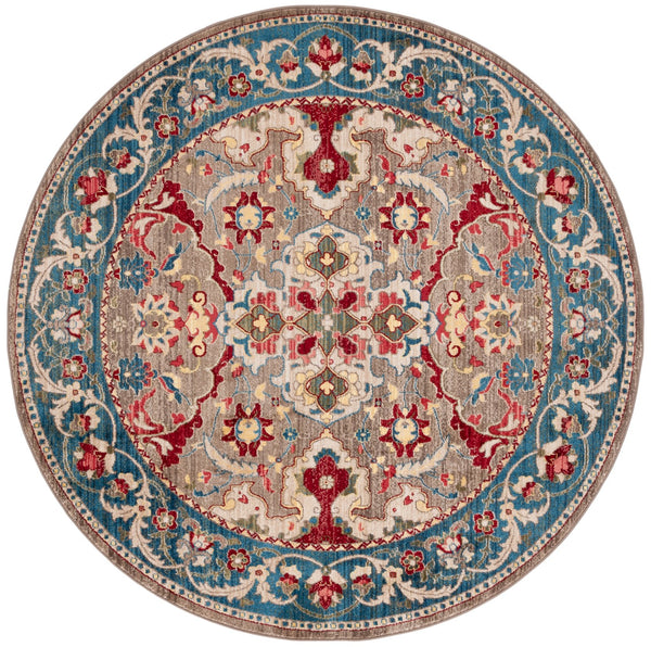 Safavieh Kashan Traditional Taupe & Blue Runner 2'6" X 16' — Power-Loomed Turkey, Low-Profile Durable Pile KSN307E-216