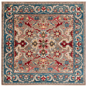 Safavieh Kashan Traditional Taupe & Blue Runner 2'6" X 16' — Power-Loomed Turkey, Low-Profile Durable Pile KSN307E-216