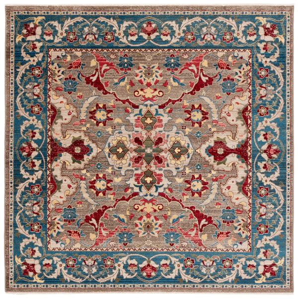 Safavieh Kashan Traditional Taupe & Blue Runner 2'6" X 16' — Power-Loomed Turkey, Low-Profile Durable Pile KSN307E-216