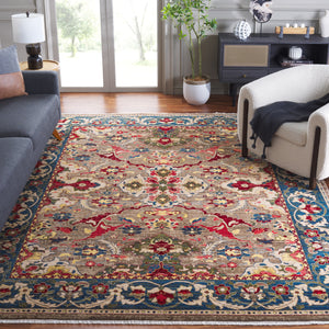 Safavieh Kashan Traditional Elegance Runner Rug – Luxurious Floral Patterns For Stylish Hallways And Spaces Taupe ,Blue Polypropylene Pile Ksn307e-214