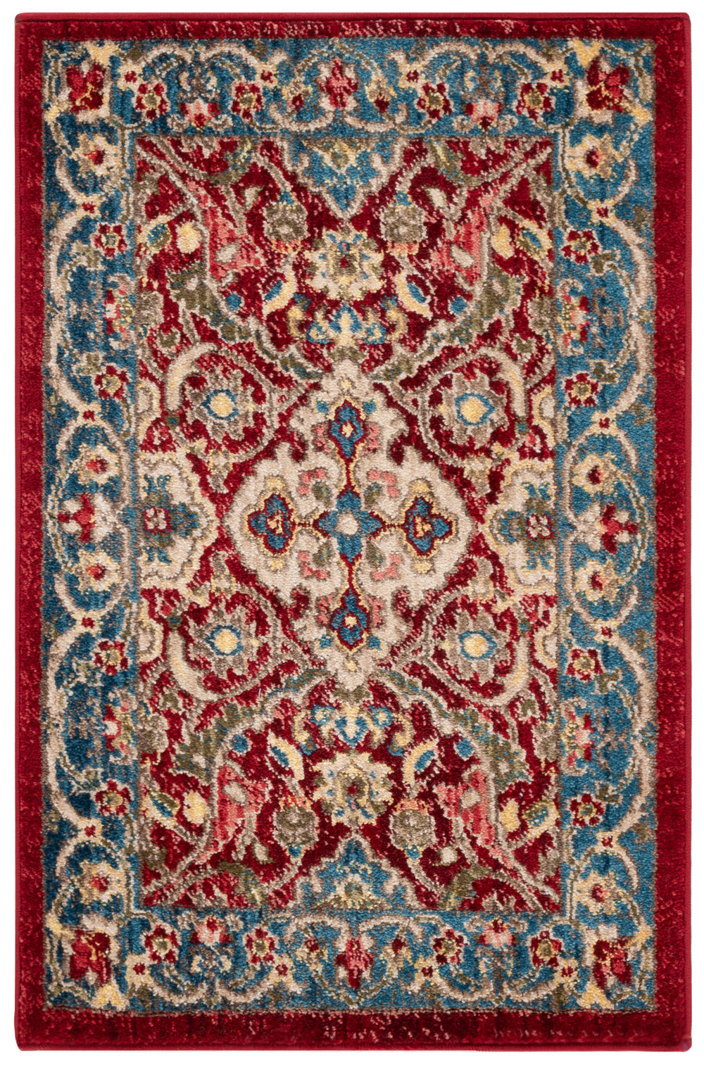 Safavieh Kashan Traditional Elegance Runner Rug – Luxurious Floral Patterns For Stylish Hallways And Spaces Red ,Blue Polypropylene Pile Ksn307q-214