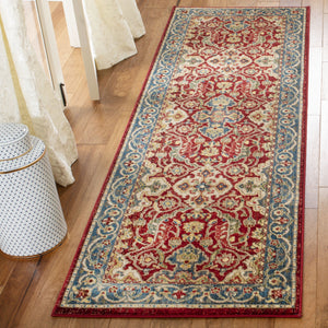 Safavieh Kashan Traditional Red & Blue Runner 2'6" X 16' — Power-Loomed Turkey, Durable Polypropylene Pile KSN307Q-216