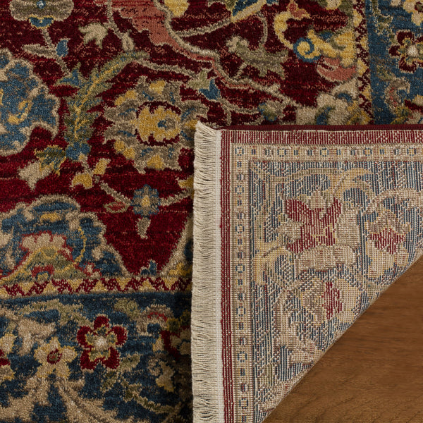 Safavieh Kashan Traditional Red & Blue Runner 2'6" X 16' — Power-Loomed Turkey, Durable Polypropylene Pile KSN307Q-216