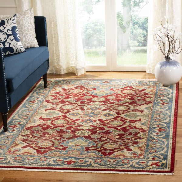 Safavieh Kashan Traditional Red & Blue Runner 2'6" X 16' — Power-Loomed Turkey, Durable Polypropylene Pile KSN307Q-216
