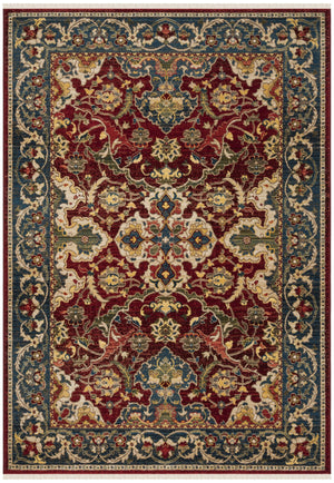 Safavieh Kashan Traditional Red & Blue Runner 2'6" X 16' — Power-Loomed Turkey, Durable Polypropylene Pile KSN307Q-216