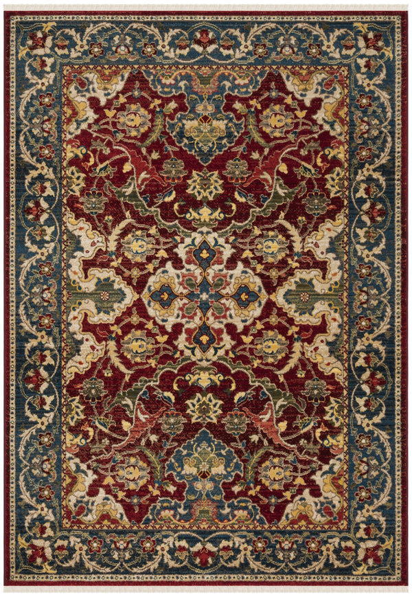 Safavieh Kashan Traditional Red & Blue Runner 2'6" X 16' — Power-Loomed Turkey, Durable Polypropylene Pile KSN307Q-216