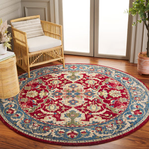Safavieh Kashan Traditional Red & Blue Runner 2'6" X 16' — Power-Loomed Turkey, Durable Polypropylene Pile KSN307Q-216
