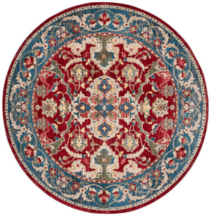 Safavieh Kashan Traditional Red & Blue Runner 2'6" X 16' — Power-Loomed Turkey, Durable Polypropylene Pile KSN307Q-216