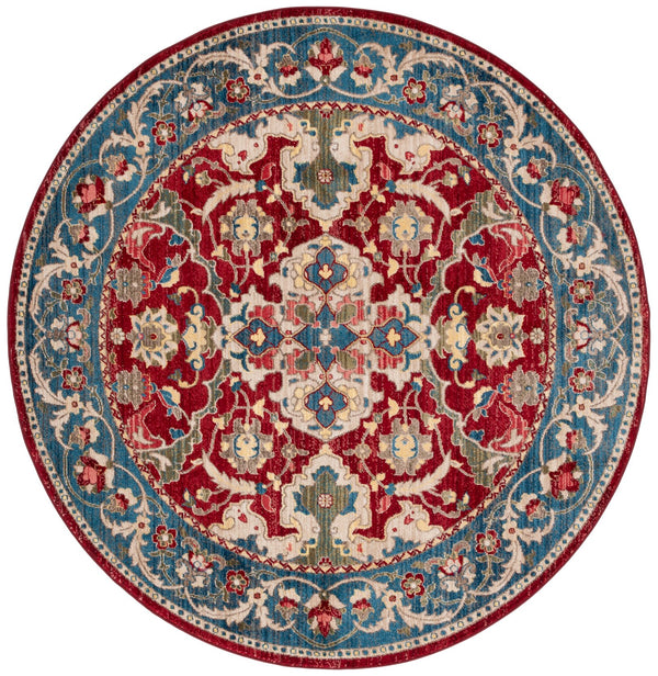 Safavieh Kashan Traditional Red & Blue Runner 2'6" X 16' — Power-Loomed Turkey, Durable Polypropylene Pile KSN307Q-216
