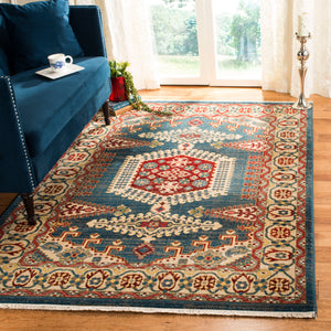 Safavieh Kashan Traditional Turkish Area Rug – Elegant Power-loomed Design For Timeless Home Decor Appeal Navy Blue ,Ivory Polypropylene Pile Ksn308n-4