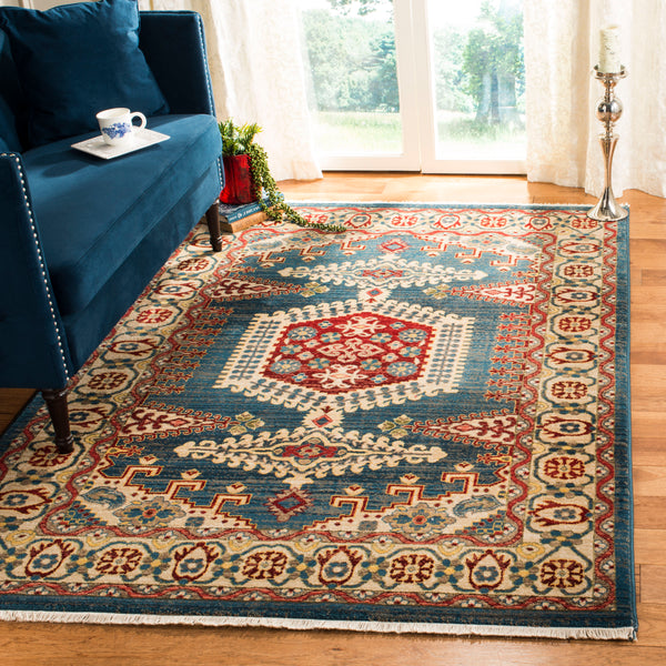 Safavieh Kashan Traditional Turkish Area Rug – Elegant Power-loomed Design For Timeless Home Decor Appeal Navy Blue ,Ivory Polypropylene Pile Ksn308n-4