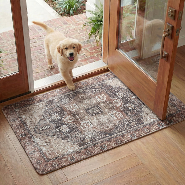 Safavieh Kitchen Ivory And Purple Runner Rug — Low-Profile Pvc Kitchen Mat With Slip-Resistant Backing, Stain-Resistant Padding 1'-6" x 5'-0" KTM113A-165