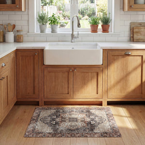 Safavieh Kitchen Plush Ivory And Purple Accent Mat — Power-Loomed Pvc, Slip-Resistant, Cozy 18X24 Rug 1'-6" x 4'-0" KTM113A-164