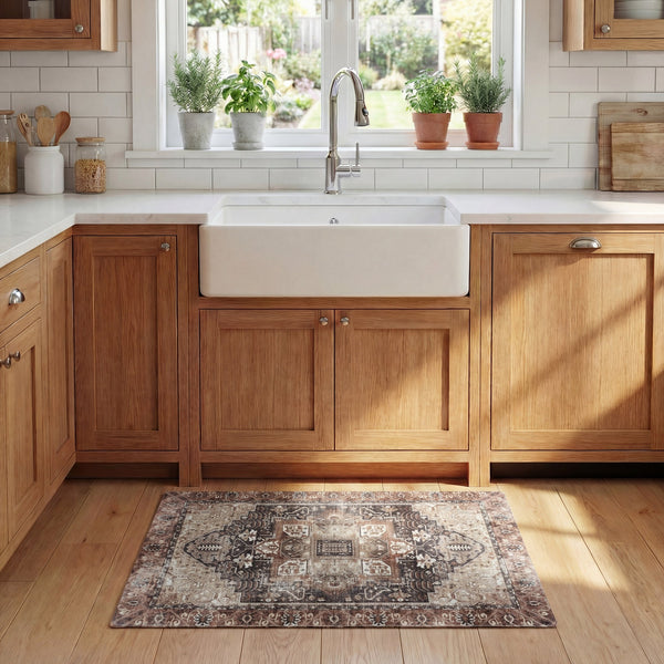 Safavieh Kitchen Plush Ivory And Purple Accent Mat — Power-Loomed Pvc, Slip-Resistant, Cozy 18X24 Rug 1'-6" x 4'-0" KTM113A-164