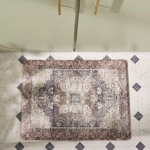 Safavieh Kitchen Plush Ivory And Purple Accent Mat — Power-Loomed Pvc, Slip-Resistant, Cozy 18X24 Rug 1'-6" x 4'-0" KTM113A-164
