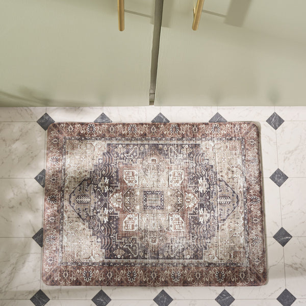 Safavieh Kitchen Plush Ivory And Purple Accent Mat — Power-Loomed Pvc, Slip-Resistant, Cozy 18X24 Rug 1'-6" x 4'-0" KTM113A-164