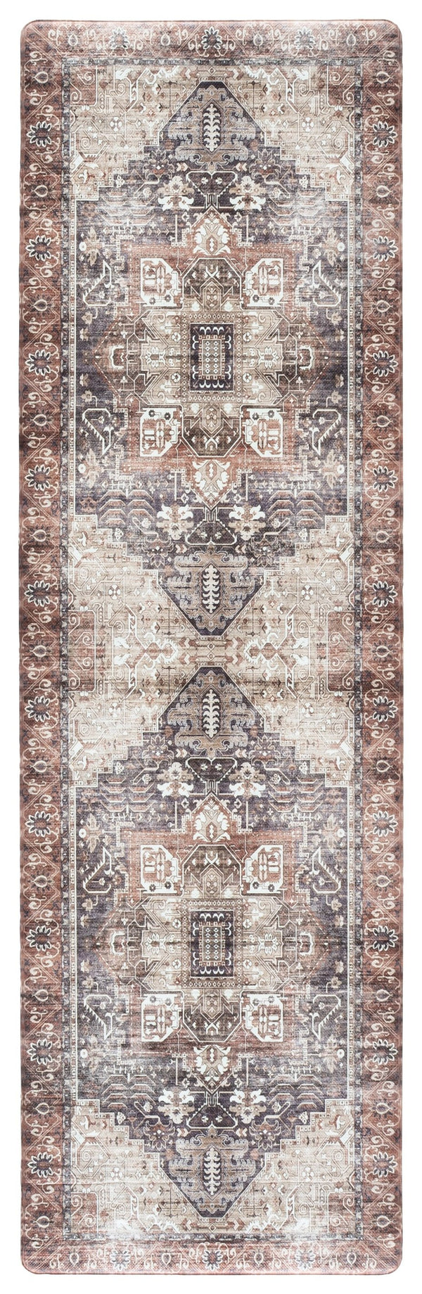 Safavieh Kitchen Ivory And Purple Runner Rug — Low-Profile Pvc Kitchen Mat With Slip-Resistant Backing, Stain-Resistant Padding 1'-6" x 5'-0" KTM113A-165