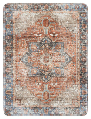 Safavieh Kitchen Mat In Rust & Aqua Traditional Runner Design — Low-Profile, Durable Pvc, Slip-Resistant Comfort 1'-6" x 5'-0" KTM114Q-165