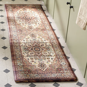 Safavieh Kitchen Mat With Traditional Ivory And Rust Accents, Low-Profile Pvc Comfort Rug With Slip-Resistant Backing 1'-6" x 4'-0" KTM115A-164