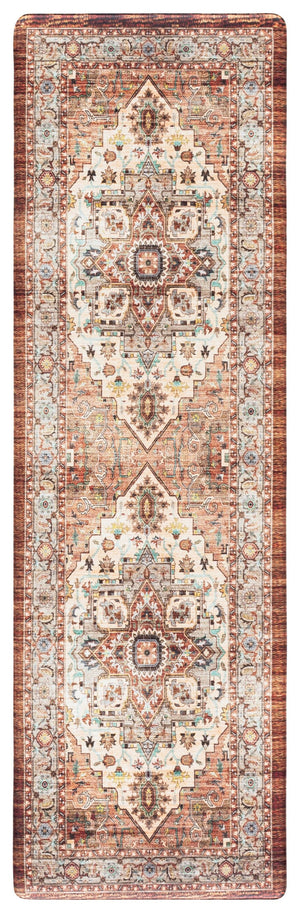 Safavieh Kitchen Mat With Traditional Ivory And Rust Accents, Low-Profile Pvc Comfort Rug With Slip-Resistant Backing 1'-6" x 4'-0" KTM115A-164
