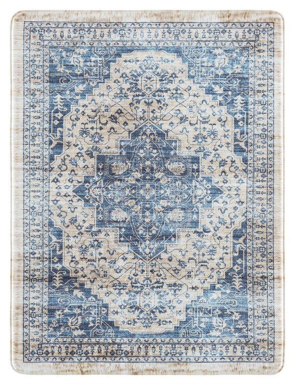 Safavieh Kitchen Traditional Beige And Blue Accent Area Rug — Low-Profile Pvc Runner, Slip-Resistant Elegance 1'-6" x 5'-0" KTM116B-165