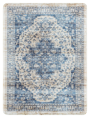 Safavieh Kitchen Beige And Blue Traditional Accent Rug — Low-Profile, Slip-Resistant Pvc Mat For Small Spaces And Entryways 1'-6" x 2'-0" KTM116B-162