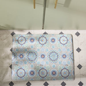 Safavieh Kitchen Ivory And Blue Floral Accent Mat With Cushioning Pvc, Slip-Resistant Backing For High-Traffic Areas 1'-6" x 4'-0" KTM517A-164