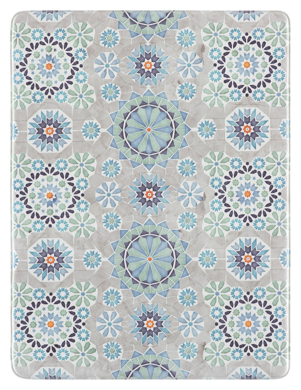Safavieh Kitchen Floral-Pattern Ivory & Blue Accent Mat With Low-Profile Cushioning, Pvc, Slip-Resistant Backing 1'-6" x 5'-0" KTM517A-165
