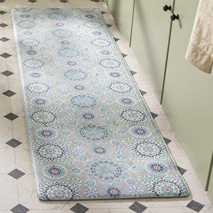 Safavieh Kitchen Floral-Pattern Ivory & Blue Accent Mat With Low-Profile Cushioning, Pvc, Slip-Resistant Backing 1'-6" x 5'-0" KTM517A-165