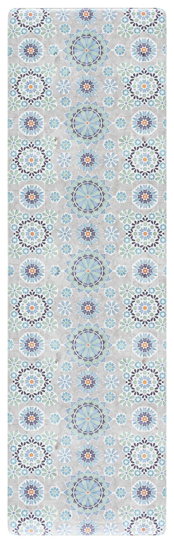 Safavieh Kitchen Floral-Pattern Ivory & Blue Accent Mat With Low-Profile Cushioning, Pvc, Slip-Resistant Backing 1'-6" x 5'-0" KTM517A-165