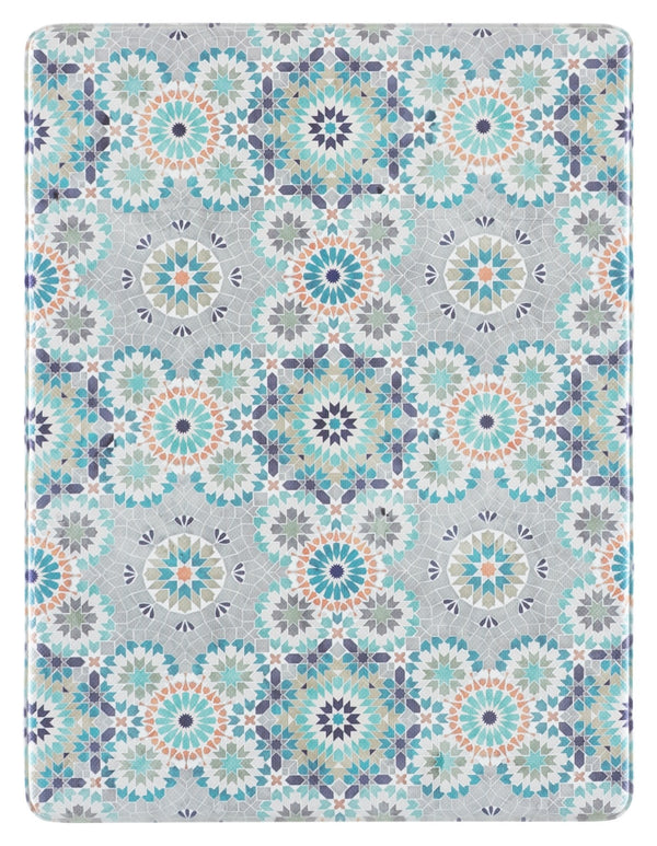 Safavieh Kitchen Floral Accent Mat In Grey Blue — Slip-Resistant Pvc Power-Loomed Rug, Soft Low-Profile Comfort And Durable Everyday Performance 1'-6" x 5'-0" KTM518F-165