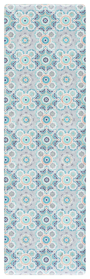 Safavieh Kitchen Floral Accent Mat In Grey Blue — Slip-Resistant Pvc Power-Loomed Rug, Soft Low-Profile Comfort And Durable Everyday Performance 1'-6" x 5'-0" KTM518F-165