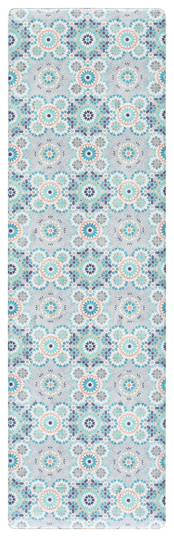 Safavieh Kitchen Floral Accent Mat In Grey Blue — Slip-Resistant Pvc Power-Loomed Rug, Soft Low-Profile Comfort And Durable Everyday Performance 1'-6" x 5'-0" KTM518F-165