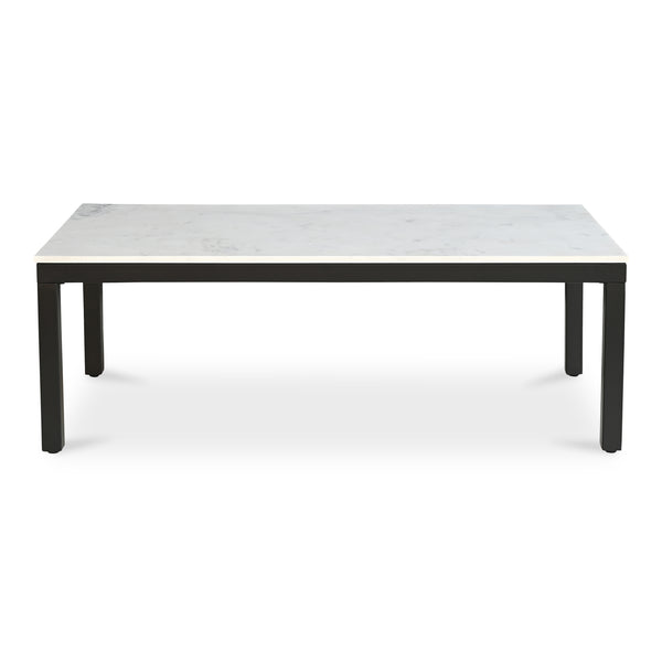 Moe's Home Parson Marble Coffee Table - Contemporary Design With Natural Stone Top And Sleek Iron Frame White Marble Ky-1033-02-0