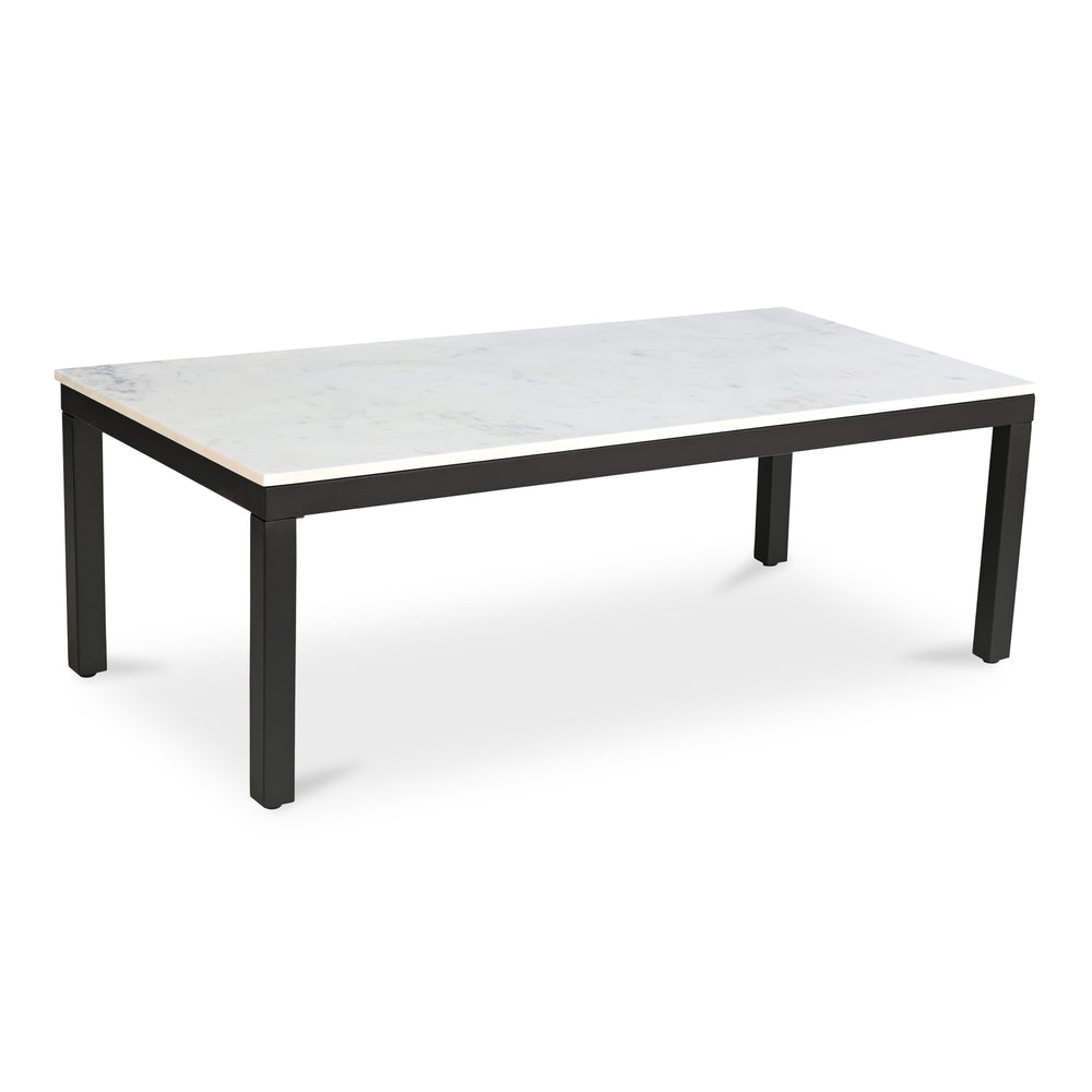 Moe's Home Parson Marble Coffee Table - Contemporary Design With Natural Stone Top And Sleek Iron Frame White Marble Ky-1033-02-0