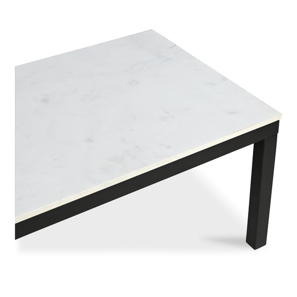 Moe's Home Parson Marble Coffee Table - Contemporary Design With Natural Stone Top And Sleek Iron Frame White Marble Ky-1033-02-0
