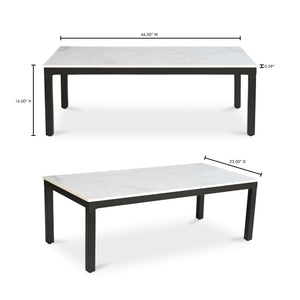 Moe's Home Parson Marble Coffee Table - Contemporary Design With Natural Stone Top And Sleek Iron Frame White Marble Ky-1033-02-0