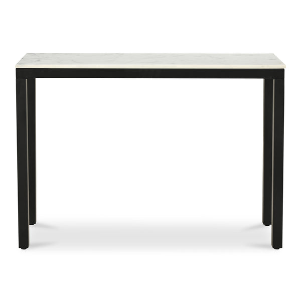 Moe's Home Parson Marble Console Table - Elegant Design With Natural Banswara Top And Sleek Black Frame White Marble Ky-1035-02-0