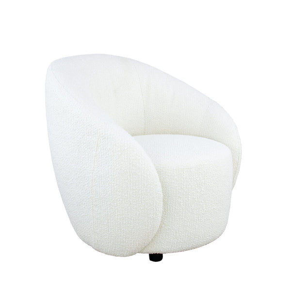 Zeugma Kyle Armchair - Elegant White Linen Upholstered Chair With Modern Black Legs & Channel Tufting Design   Kyle Armchair White