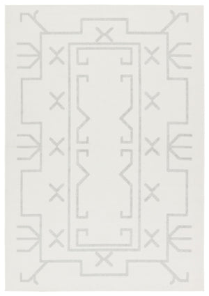 Jaipur Living Vibe by Jaipur Living Kasinda Geometric Tribal Polyester Indoor Outdoor Area Rug Cream 5'3"X7'6" RUG158488