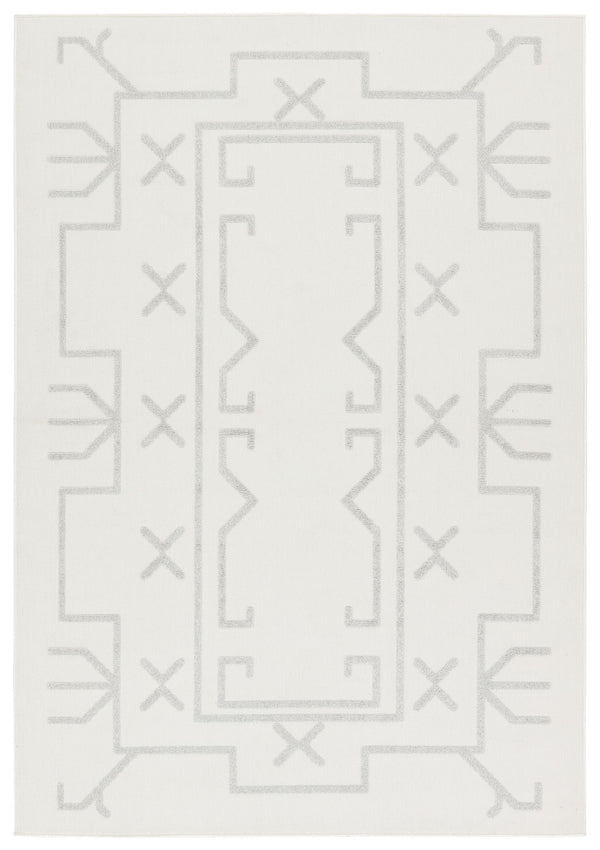 Jaipur Living Vibe by Jaipur Living Kasinda Geometric Tribal Polyester Indoor Outdoor Area Rug Cream 5'3"X7'6" RUG158488