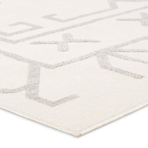Jaipur Living Vibe by Jaipur Living Kasinda Geometric Tribal Polyester Indoor Outdoor Area Rug Cream 5'3"X7'6" RUG158488