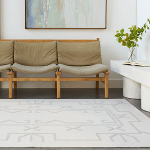 Jaipur Living Vibe by Jaipur Living Kasinda Geometric Tribal Polyester Indoor Outdoor Area Rug Cream 5'3"X7'6" RUG158488